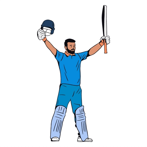 Cricket Batsman Victory Pose Transparent Sticker